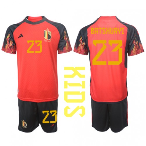 Fotballdrakt Barn Belgia Michy Batshuayi #23 Hjemmedraktsett VM 2022 Kortermet (+ Korte bukser)